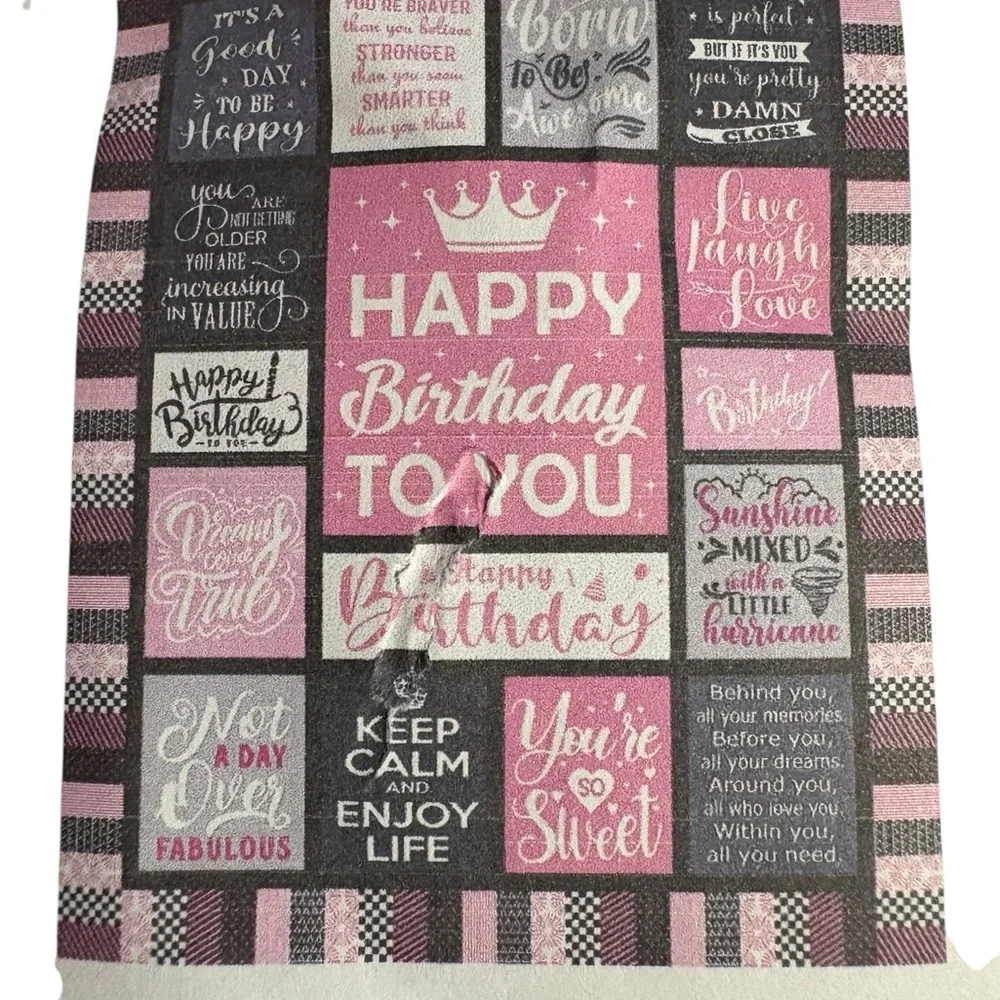Pink and‎ Black Birthday Themed Blanket or Throw